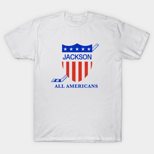 Defunct Jackson All-Americans Hockey 1986 T-Shirt by LocalZonly